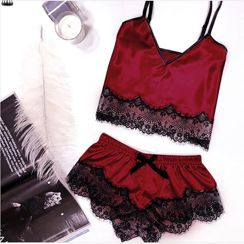 Shezuni mujeres sexy satin satin ropa de dormir lencería encaje Bowknot ropa  interior vestido de noche comprar a buen precio — entrega gratuita, reseñas  reales con fotos — Joom
