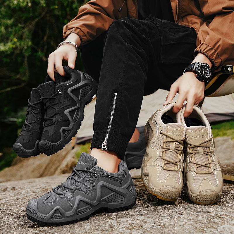 Men's Sports Shoes New Flat Running Boots Brand High-quality Anti Slip Hiking Shoes Men's Rubber Soled Outdoor Hiking Shoes