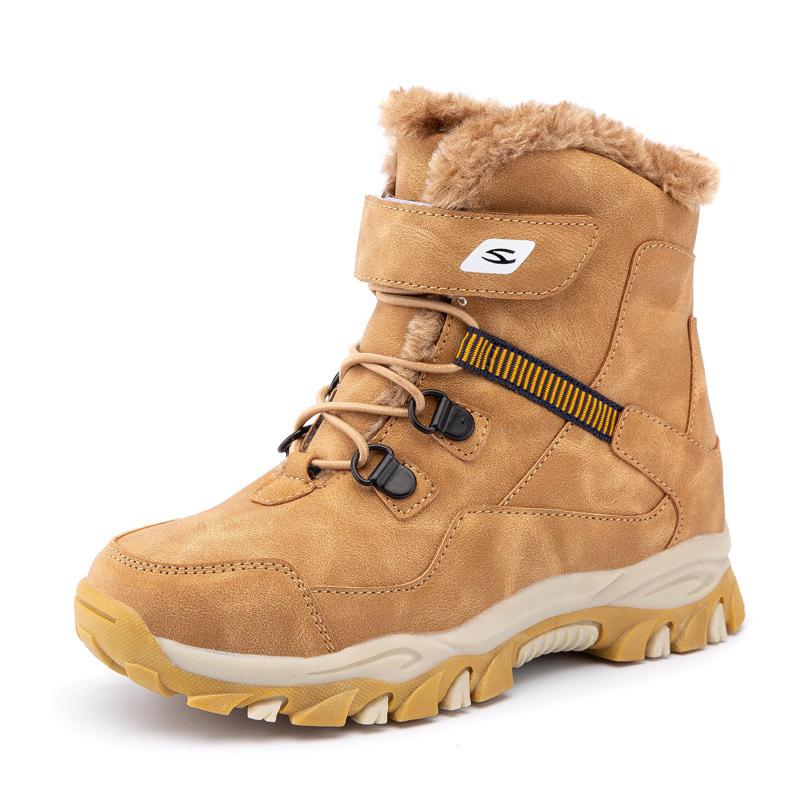 High Quality Boys Girl Winter Snow Boots Platform Warm Cotton Shoes Leather Autumn Waterproof Kids Footwear Child Sneaker