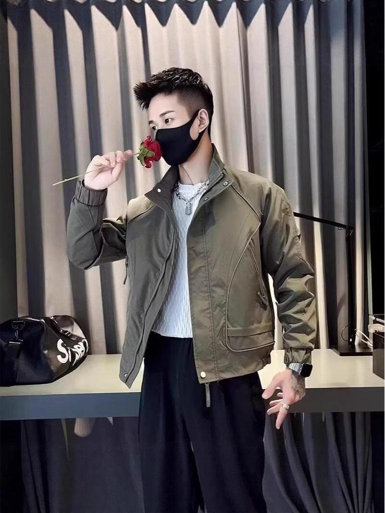 Men's Trendy Stand Collar Workwear Jacket - Cool & Casual Spring/Autumn Outerwear