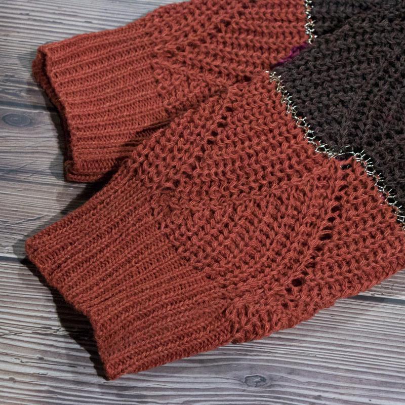 Women's Long Sleeve Colorblock Striped Casual Loose Knit Pullover Sweater Top
