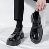 2025 Large Size Men's Shoes Fashion Glossy Big Head Leather Shoes British Style Thick Sole Heightening Trend Youth Trendy Shoes