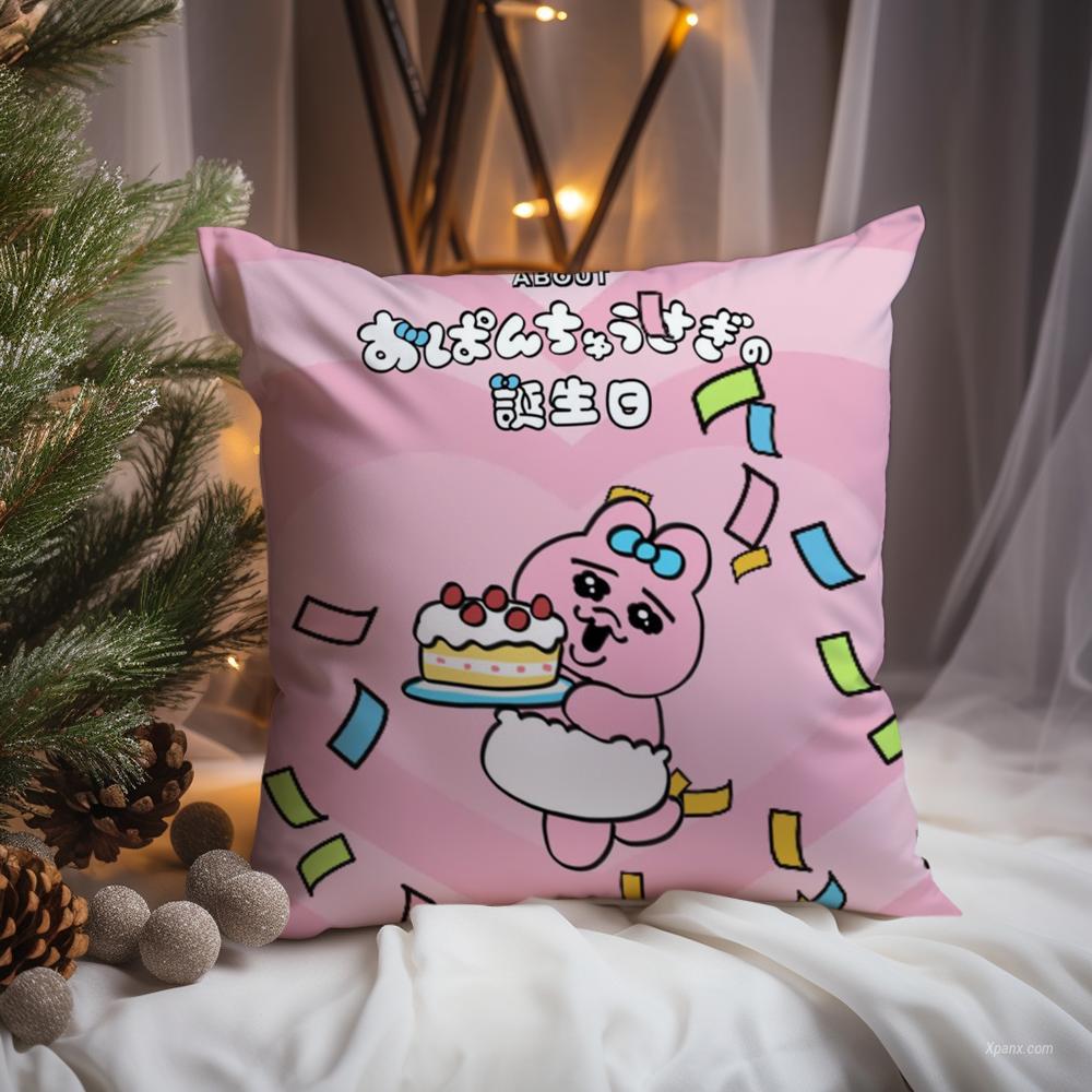 Kawaii O-Opanchu Usagi Kissenbezug Premium Komfort Wendbare Kissenhülle -Zwei in Einem Design für Jeden Raum & Autoinnenraum