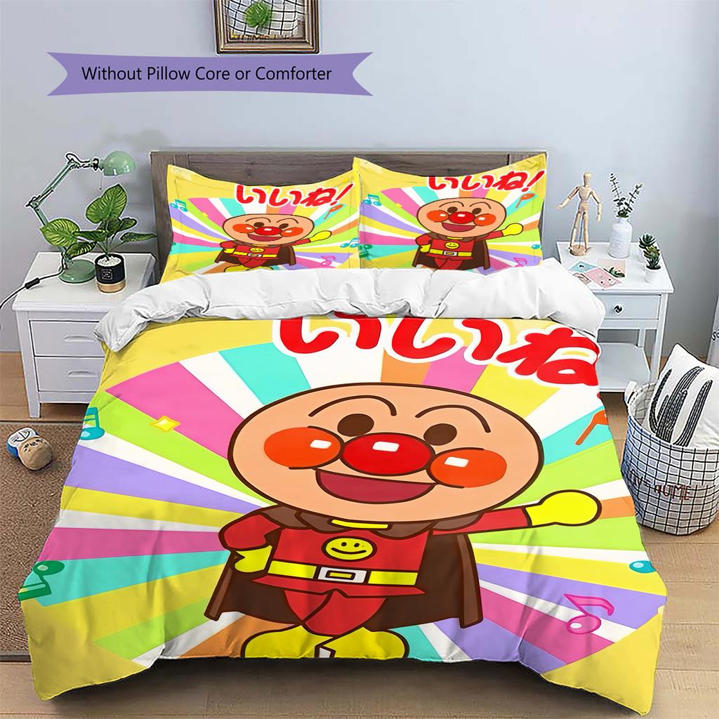 Anpanman Classic Bedding Set Duvet Cover Pillowcase No Filler, Soft Home Bedroom Decor, Perfect Gift for Fans.chl