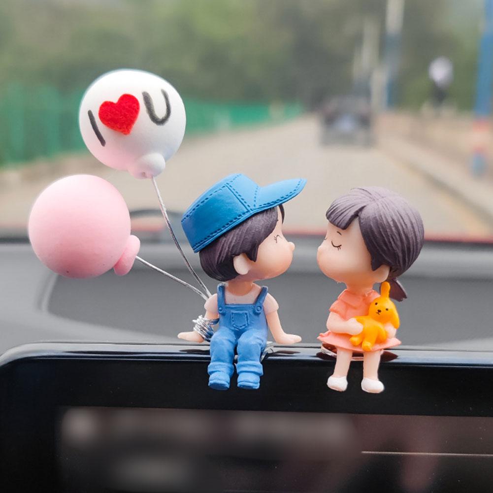 Car Decoration Cute Cartoon Couples Figure Figurines Balloon Ornament Auto Interior Dashboard Accessory For Girls Gifts Supply