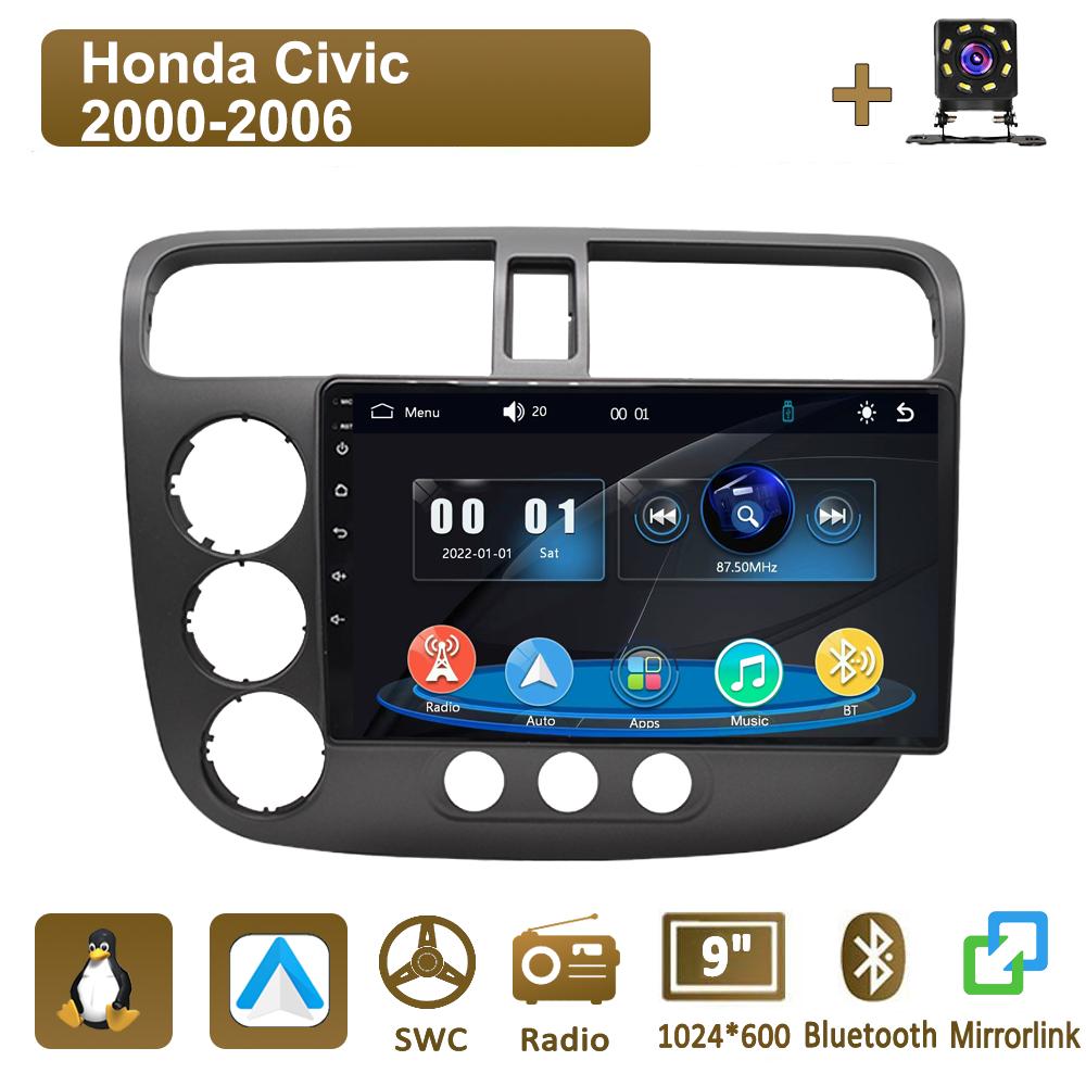 

Icreative Car Radio Multimedia MP5 Player Head Unit Stereo BT For Honda Civic 2000-2006 чорний