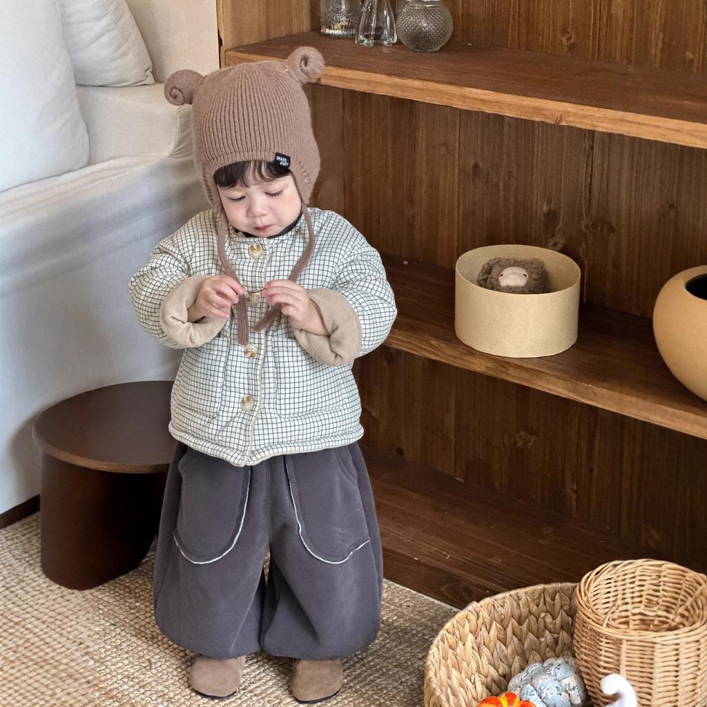 Children's thickened plaid cotton jacket autumn and winter new baby clothes boys' suit