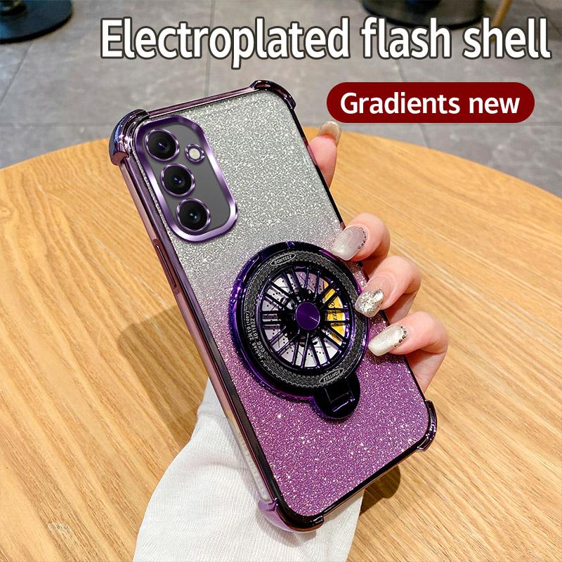 Shockproof Rotate Gyro Holder Magnetic Case on for Motorola Moto G24 G14 G34 G84 G54 G04 G53 E14 G52 G82 G10 Bracket Clear Cover
