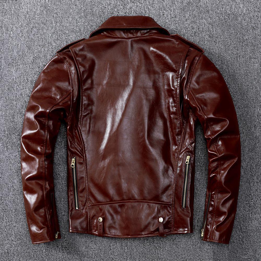 Sheepskin Motorcycle Clip Cable-stayed Genuine Leather Leather Jacket for Men