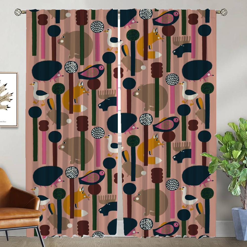 Set Of 2 Christmas Tree Curtains Design Digital Print Drapes Window Living Room Bedroom Kitchen Curtain With Rod Pocket Polyester Ideal For Area