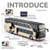 1:30 Business Long Distance Double Decker Bus Alloy Die Cast Metal Model Bus Children's Educational Simulation Toy Holiday Gifts