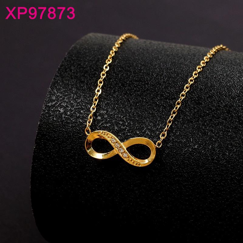 Elegant Gold-Plated Geometric Titanium Pendant Necklace for Women - High-End Clavicle Chain Design