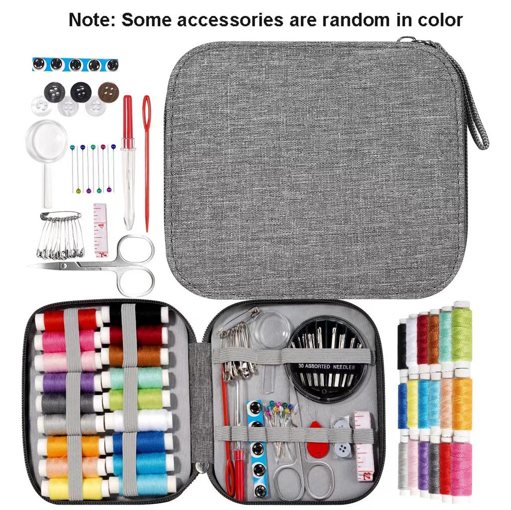 Sewing Kit Complete Set with Threads Needles Scissors Tape Measure Buttons and More for DIY Handcraft Projects Home and Travel