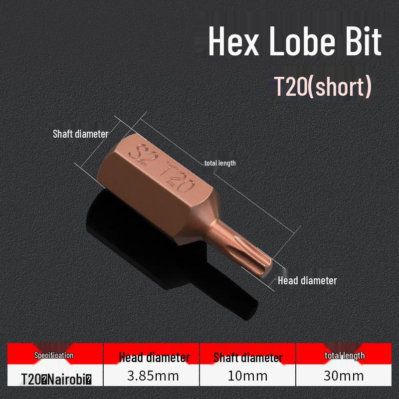 Hexagonal T30 Internal 6-Spline, 12-Point Star Key Socket M10 Tool, T40 Auto Repair.