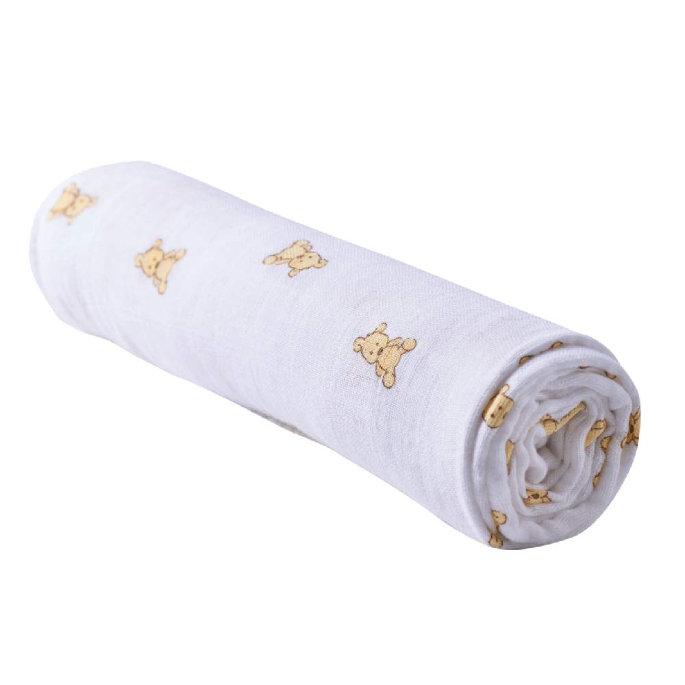 Newcastle Classics Swaddle Cotton Muslin Japanese Swaddle Fluffy Soft Blanket Baby Gift Teddy Bear 120x120cm 0 Months [Genuine Product] (x 1) ~