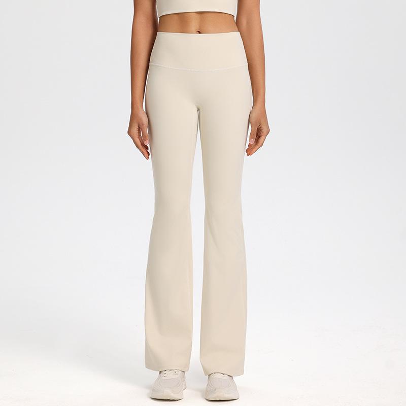 High Waist Flared Yoga Pants - Hip-Lifting, Elastic, Double Stripe Design