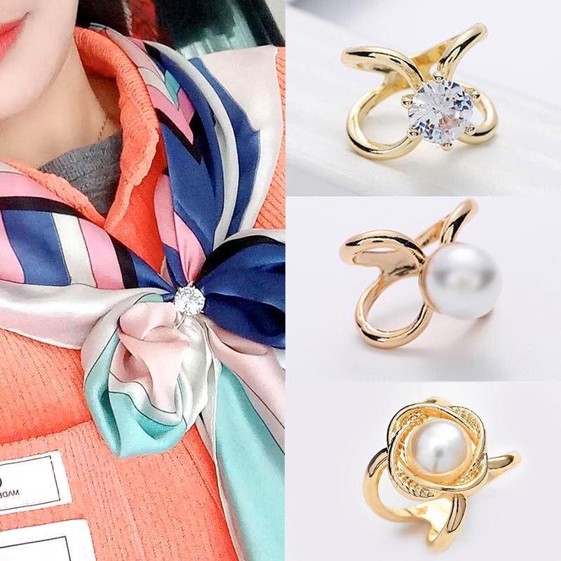 Pearl Brooch: Minimalist Silk Scarf Buckle Ring - Versatile Fashion Accessory