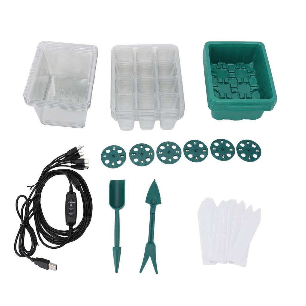 Plant Starter Kit Reusable Plant Germination Kit with Humidity Vented Dome Full Spectrum LED Grow Light for Garden