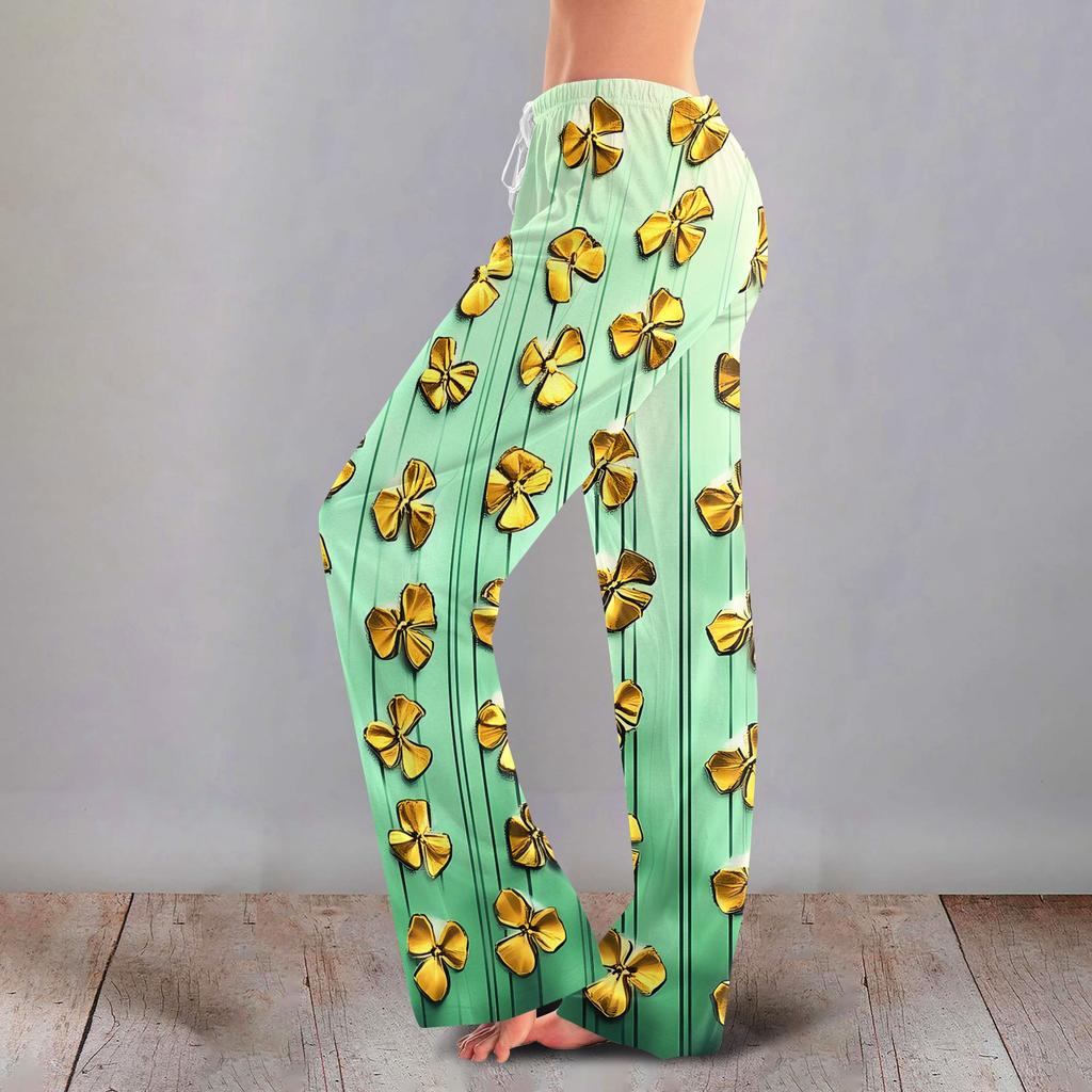 Women's Casual Fashion Comfort Pajama Pants Print Drawstring Pants Full Length Long