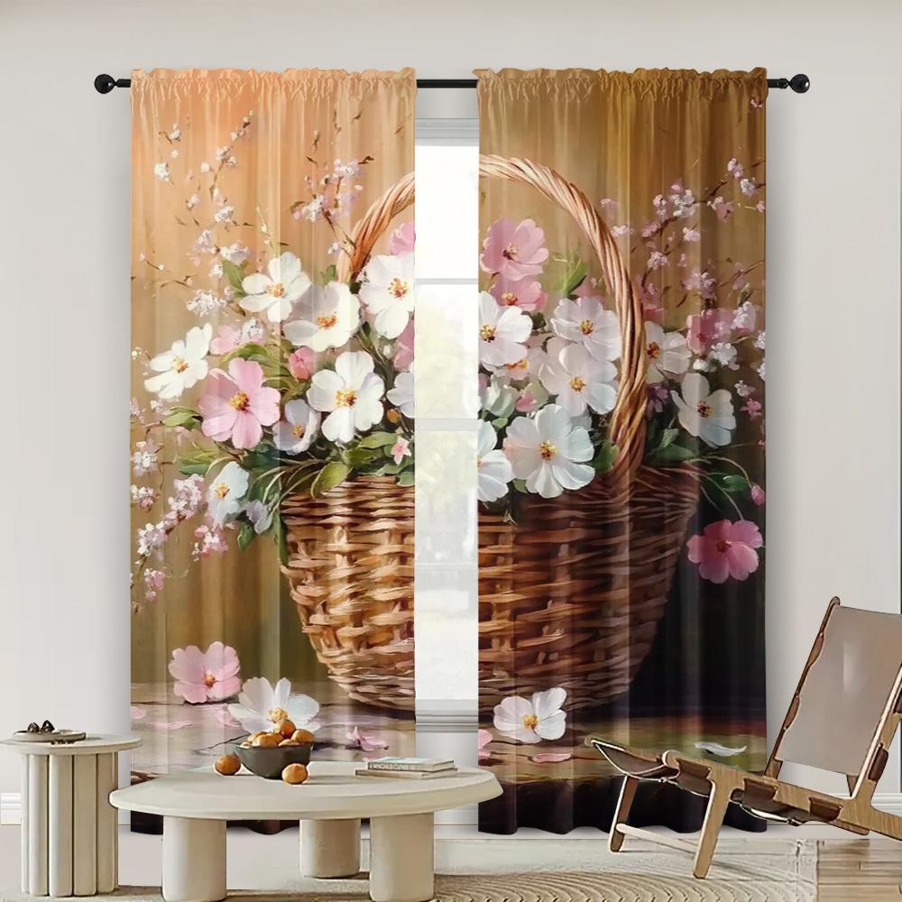 2pc,  Easter Popular Curtain Resurgence109 Polyester,Without Electricity Family Party Applies To Indoor Celebrations, Room Decor