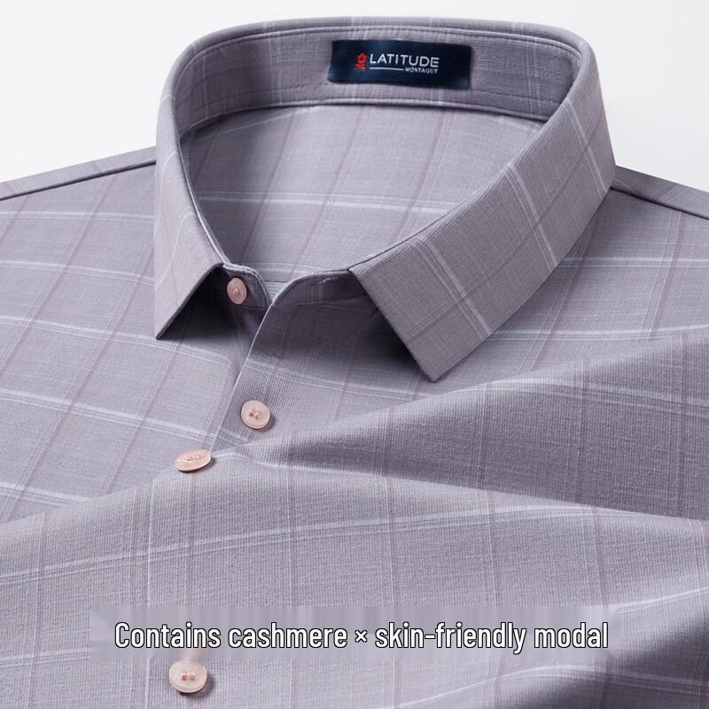 MONTAGUT Men s Cashmere Blend Business Casual Shirt 54