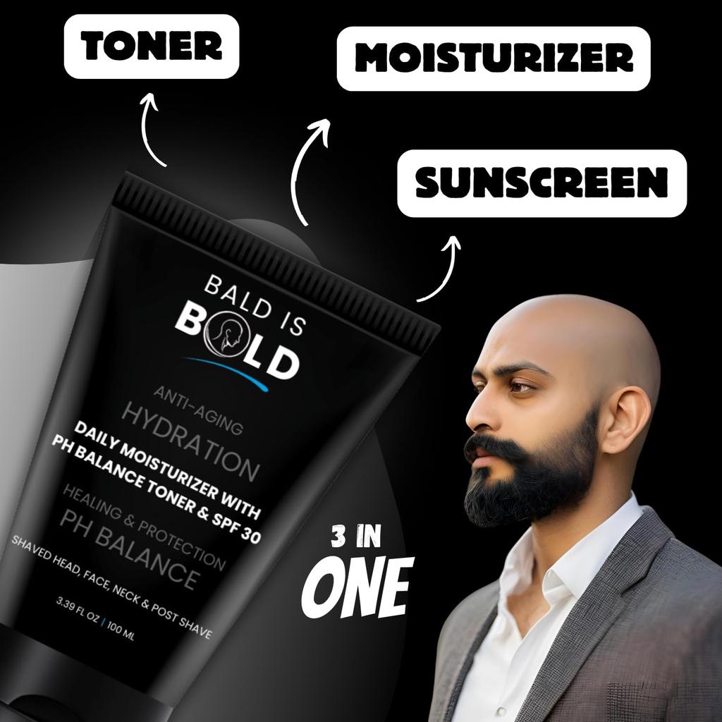 Tägliche Feuchtigkeitspflege mit pH-Toner & LSF 30 Für Glatzköpfe |100ml
