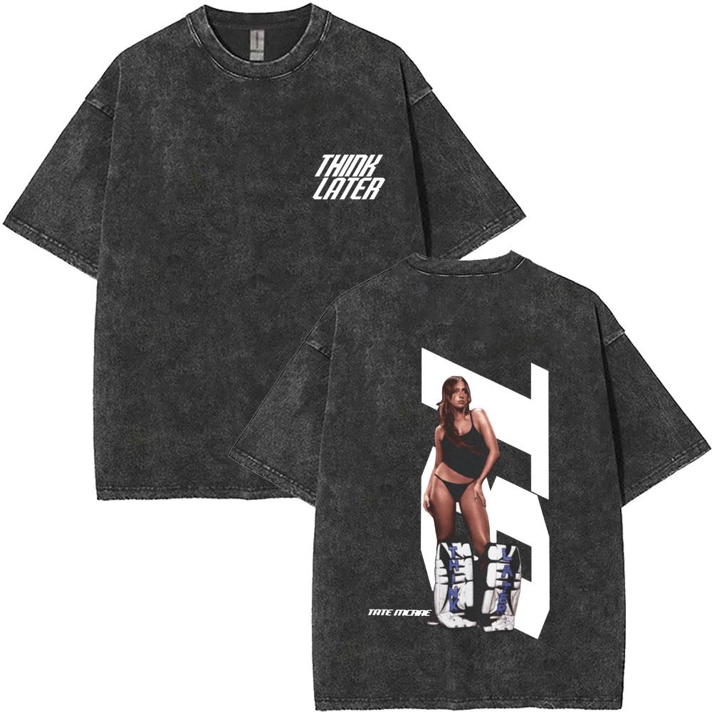 Washed Singer Tate Mcrae Album So Close To What Miss Possessive  World Tour T Shirts Men Women Fashion Oversized Tshirts