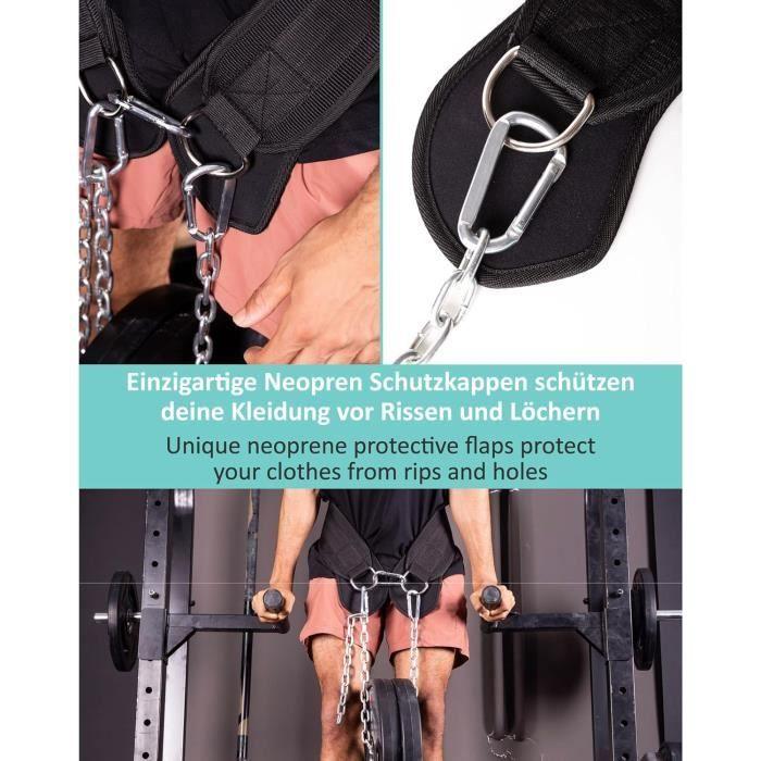 Weightlifting Belt - Pullup & Dip - Dip Belt - Neoprene - 3 Carabiners - 100 Cm Chain