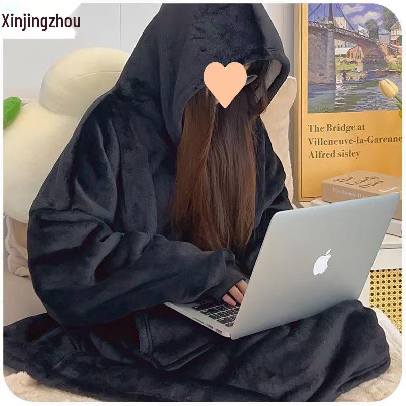 

Xinjingzhou Winter Fleece-Lined Hooded Oversized Wearable Blanket