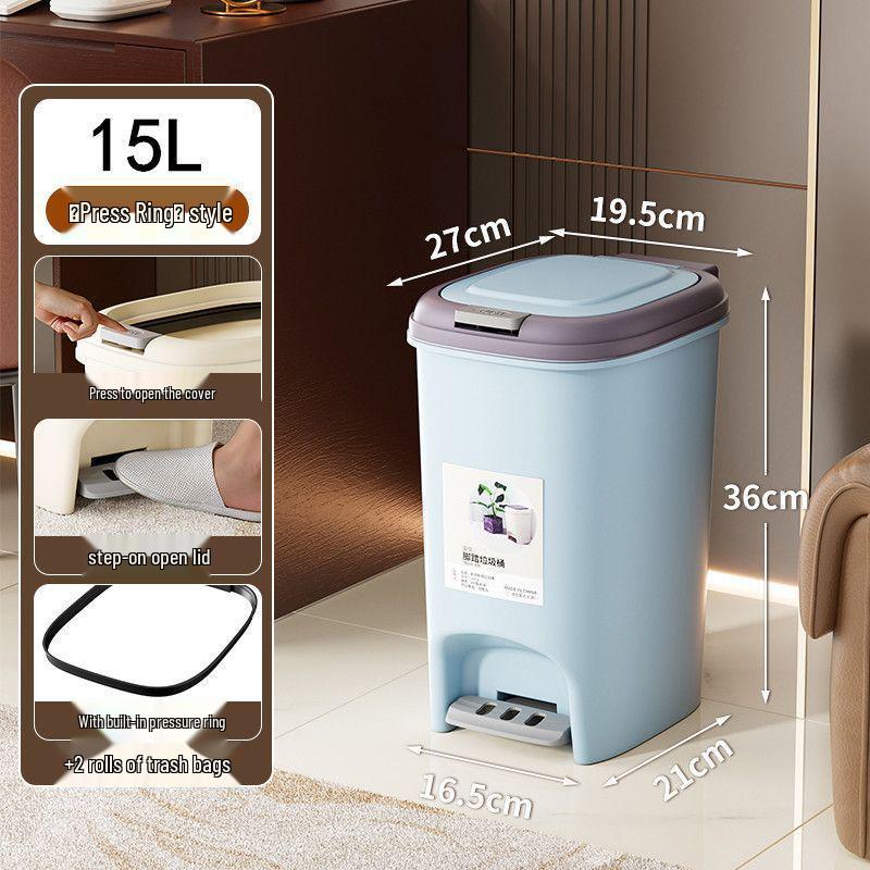 Large Odor-Proof Foot Pedal Trash Can with Lid for Home: Double Opening for Bedroom, Living Room, Kitchen, Bathroom, and Toilet.