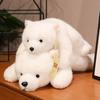 Cute Polar Bear Plush Doll Soft Fuzzy PP Cotton Stuffed Animal Toy Simulated Sitting White Bear Plushie Home Decoration Kids Girlfriend Birthday Gift