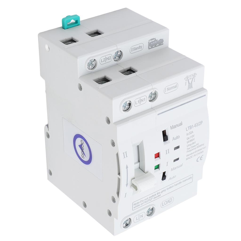 Double Power Automatic Transfer Switch DIN Rail ATS Mini Generator Changeover Switch 32A