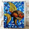 Artistic Fish Pattern Shower Curtain Blue Tiled Design for Bathrooms Decor DIY Home Improvement Projects