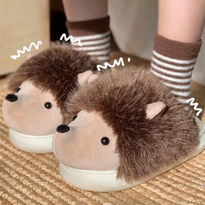 Mode Neue Niedliche Cartoon Flauschige Hausschuhe Für Frau Winter Warme Schuhe Lustiger Igel Rutschfest Weich Plüsch Mädchen Indoor Zuhause Boden Pantoletten