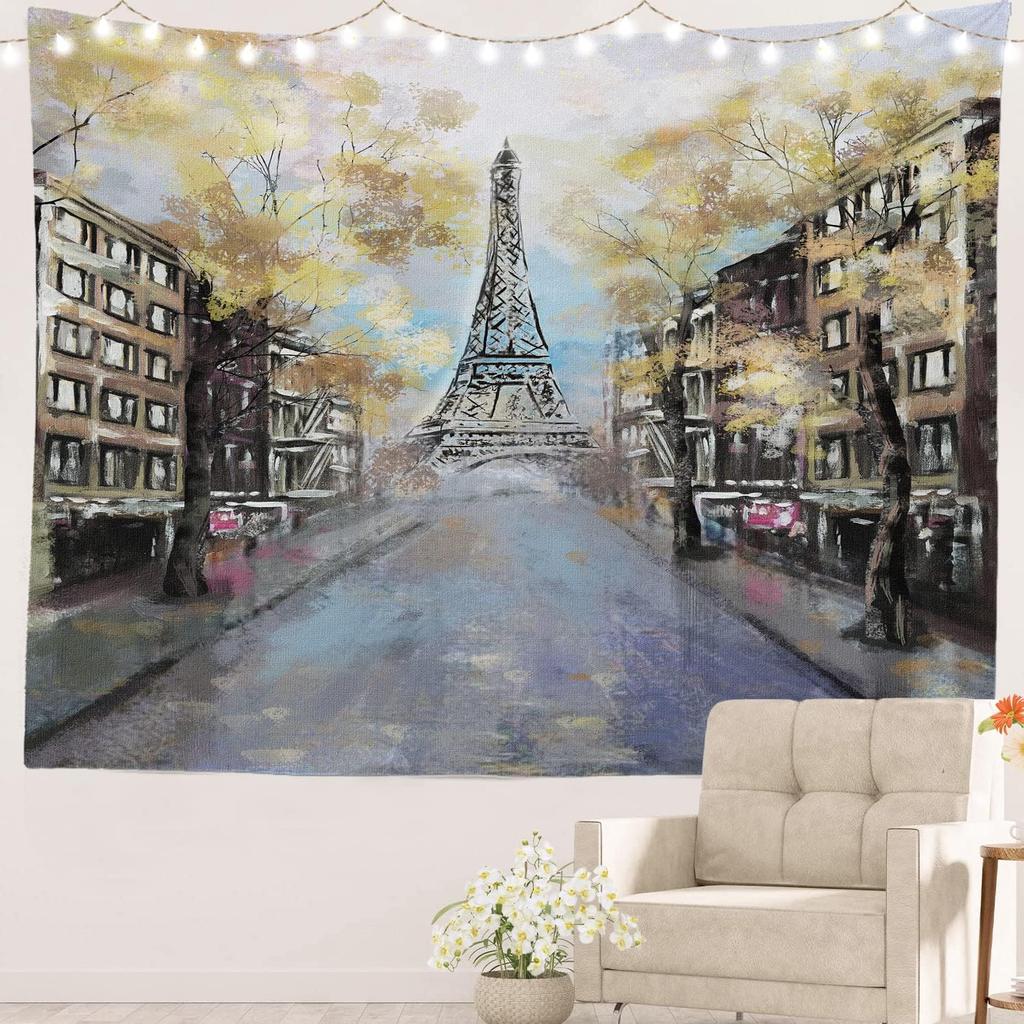 Black and White England Landmark Picnic Mat Hippie Trippy Tapestry Wall Art Meditation Decor for Bedroom Living Room Dorm, Red