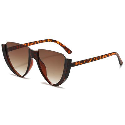 Retro Leopard Print Gradient Half Frame Women Sunglasses UV400 Fashion Leisure Travel Street Men Sun Glasses