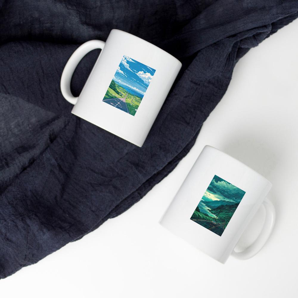 50PCS The road leading to the sea Sticker Original Fun Square Notebook Laptop Luggage Cafe Cartoon Waterproof Phone Stickers