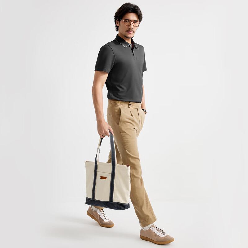 Polo da uomo a maniche corte in misto cashmere e seta