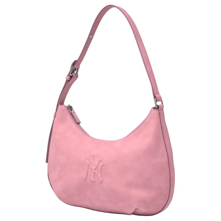 MLB New York Yankees Zipper Closure Half Moon Bag Women Shoulder Bag Pink 3ABQSD16N-50PKS