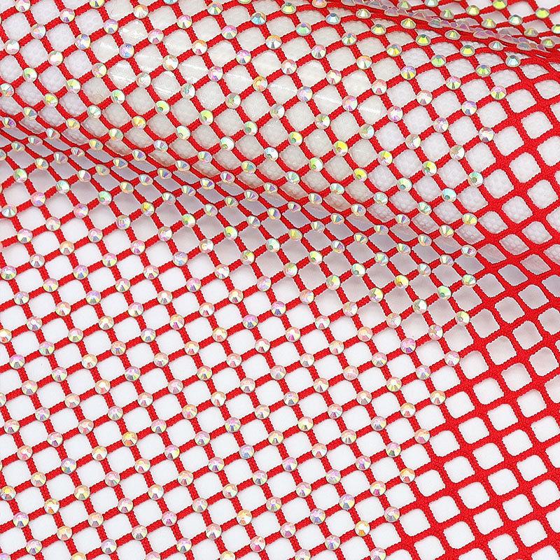 Tessuto a Rete Strass Cristallo Bling Lucido Elastico Scintillante Rete Traforata 1*5M Tessuto Fai da Te Abiti Borsa Creazione Decorazioni per Feste