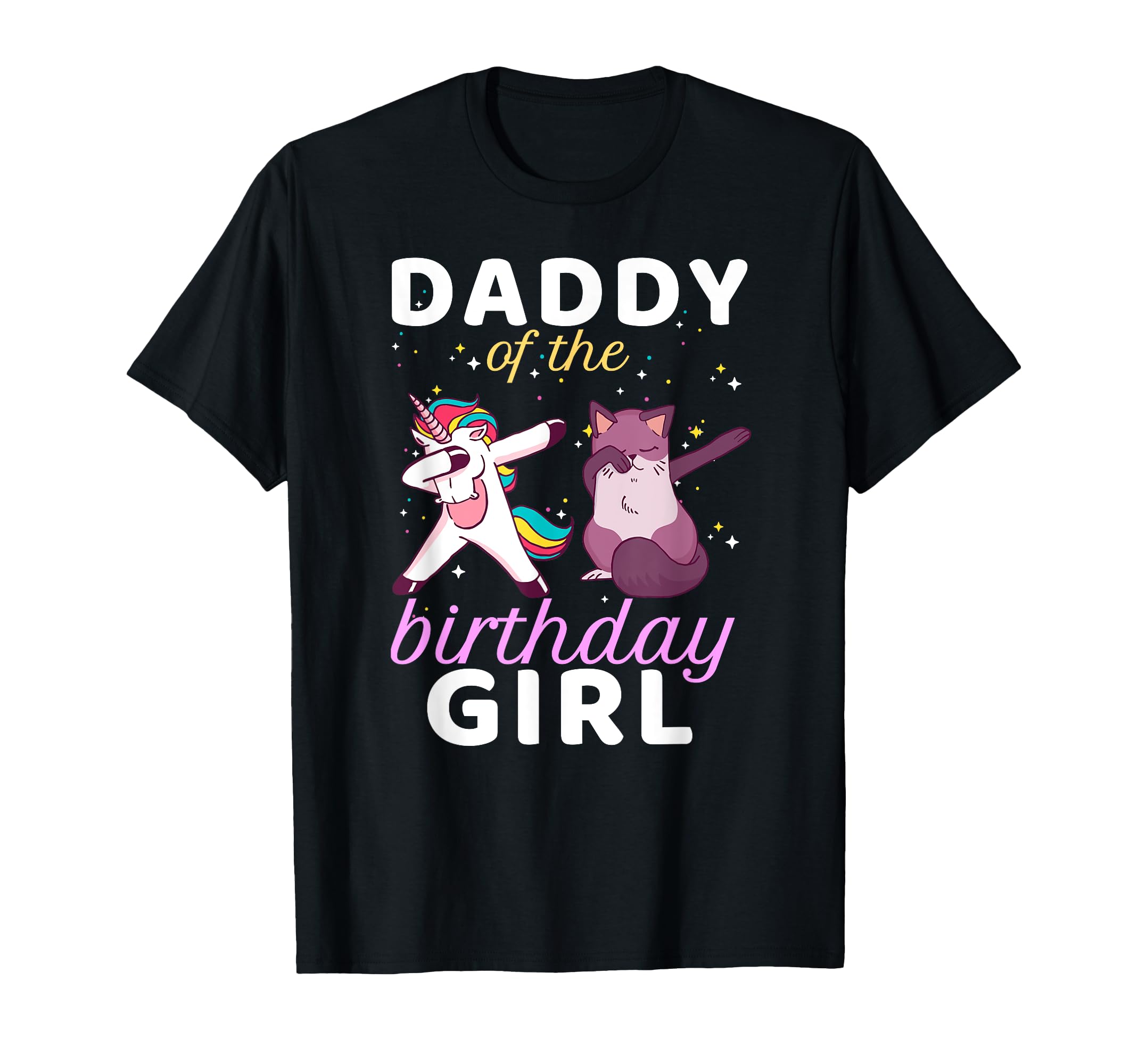 

Birthday Girl s Daddy Doubles Unicorn Kitty Cat Birthday T-Shirt