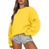 Women's Fashion Plus Velvet Solid Color Round Neck Loose Long Sleeve Hoodie for Autumn/Winter