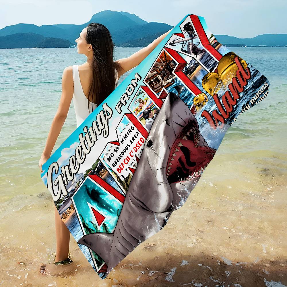 Classic Thriller Movie J-Jaws Beach Towel Colorful Bath Towels For Girl Microfiber Quick Dry Custom Sand Free Beach Gym Pool
