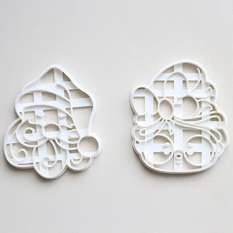 1Pc Christmas Cookie Cutter Santa Claus Shaped Christmas Themed Pressable Biscuit Mold Cookie Stamp Embosser Baking Pastry Tools