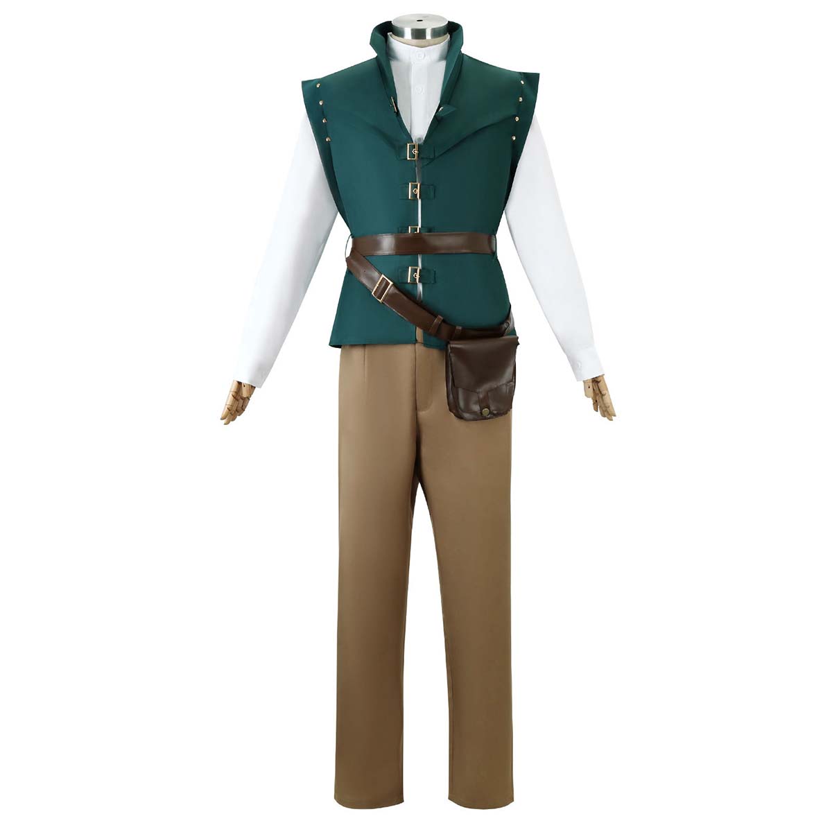Adult Halloween Cosplay Full Set Outfit Men Flynn Rider Costume With Belt Bag DISP-004 Xs зелёный