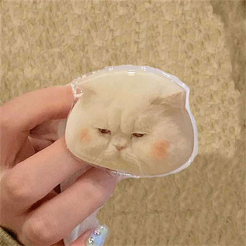 

Korean Cute Sad Cat Griptok Bracket For iPhone 15 Korean Cartoon Lovely Kitty Phone Holder Ring Support Stand Grip Tok Gift