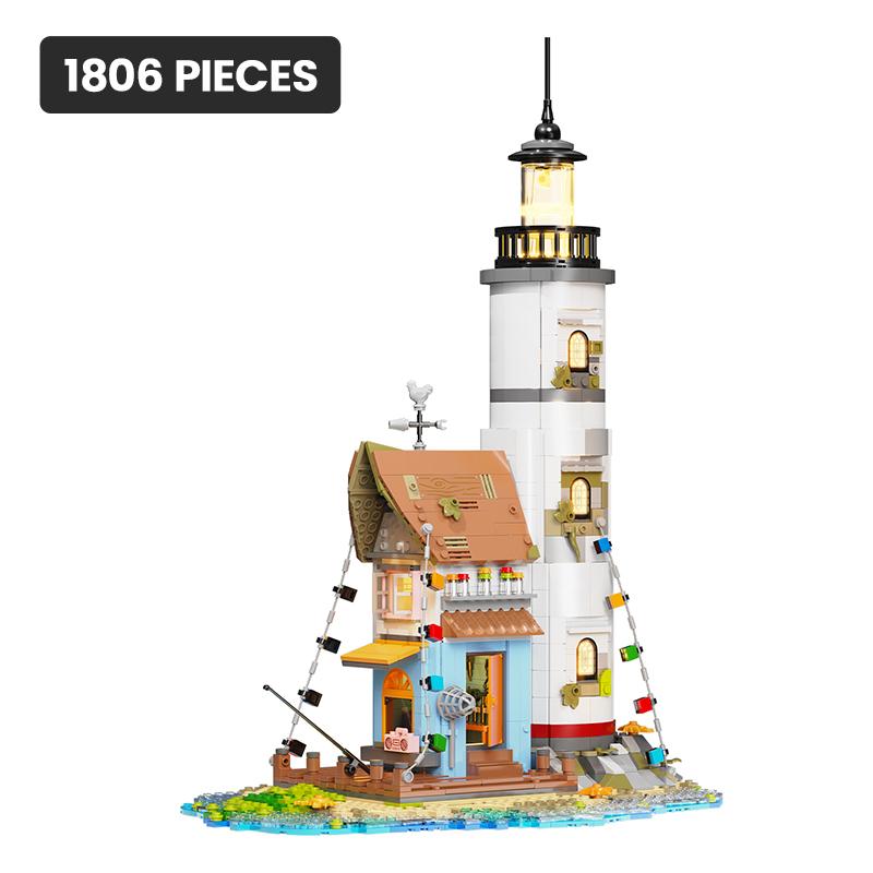 Micro-Baustein Leuchtturm Blöcke Küstenhäuschen Architekturmodell Puzzle Zusammenbau Steine Spielzeug Kinder Jungen Mädchen
