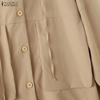 ZANZEA Women Hooded Collar Long Sleeve Patchwork Buttons Casual Hoodies Blouse