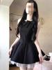 French rich daughter black vest dress women's summer Hepburn style birthday dress princess fluffy dress