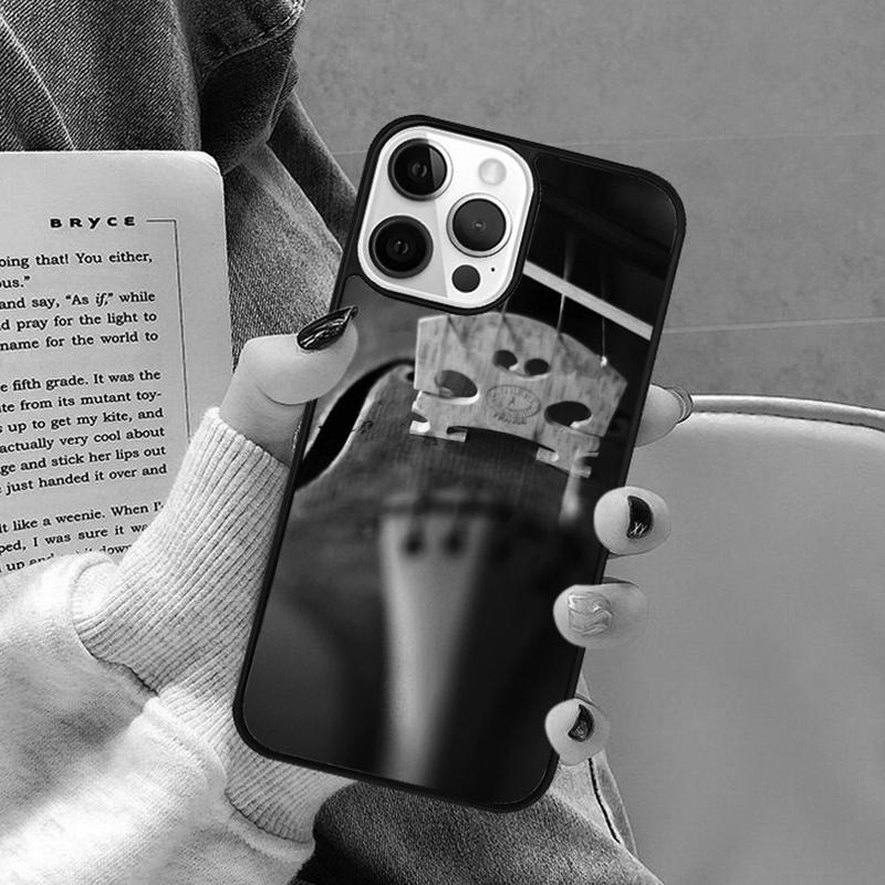 Black And White Violin Cello Phone Case for iPhone 17 Air 16 16e 15 Plus for Apple 13 11 12 14 Pro Max Cover coque